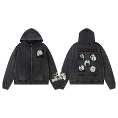 ERD Patch Program Zip-Up Hoodie — Washed Black