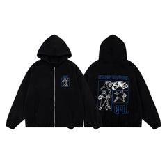 ERD "Nursery to Misery" Graphic Zip-Up Hoodie — Black