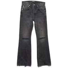 ERD Distressed Washed Straight-Leg Jeans — Dark Grey