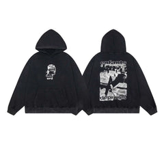 ERD Blindfolded Head Pullover Hoodie — Washed Black