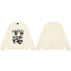 ERD “enfants riches déprimés” Zine Collage Long Sleeve T-Shirt — Cream