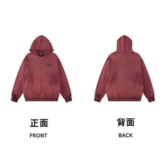 ERD Minimal Logo Zip-Up Hoodie — Brick Red