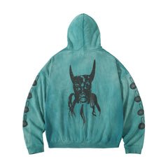 ERD 24SS Cracked Graphic Washed Hoodie - Blue