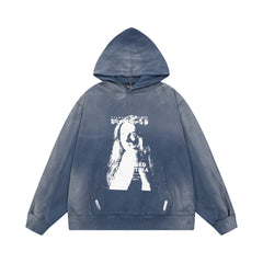 ERD Overexposed Portrait Pullover Hoodie — Washed Blue