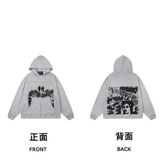 ERD Landscape × Counterculture Zip-Up Hoodie — Flower Grey