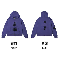 ERD “Soviet Arctic” Graphic Zip-Up Hoodie — Washed Purple