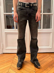 ERD Distressed Washed Straight-Leg Jeans — Dark Grey