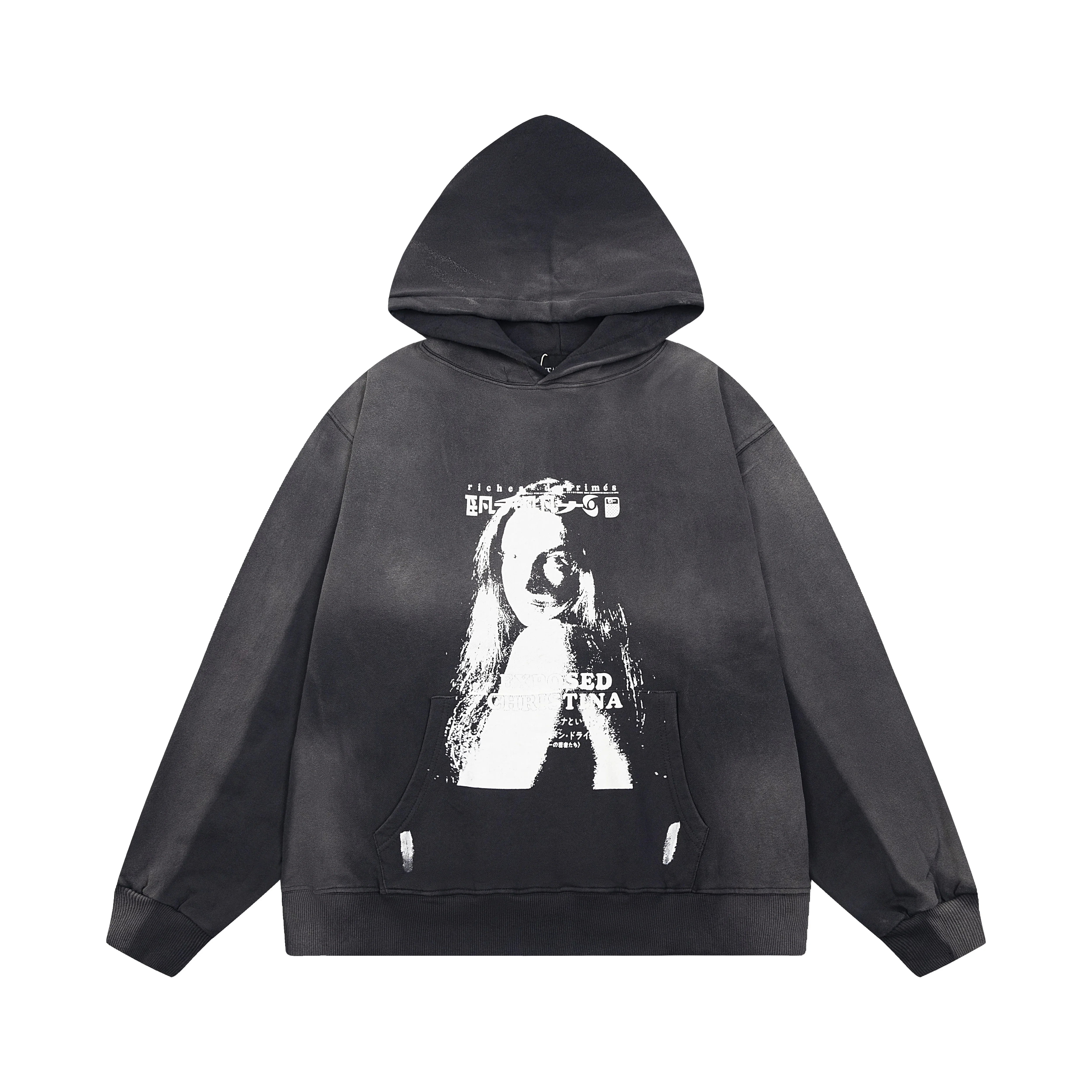 ERD Overexposed Portrait Pullover Hoodie — Washed Charcoal