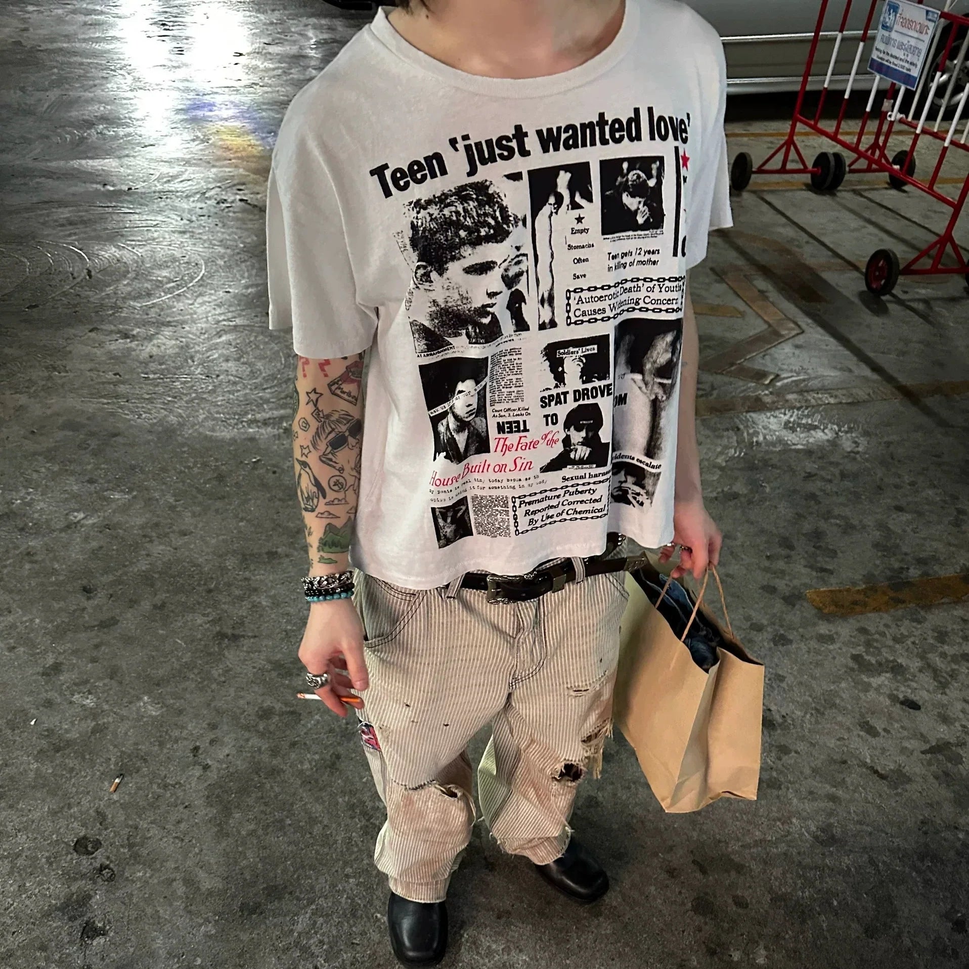 ERD “Teen Just Wanted Love” Tabloid T-Shirt — White